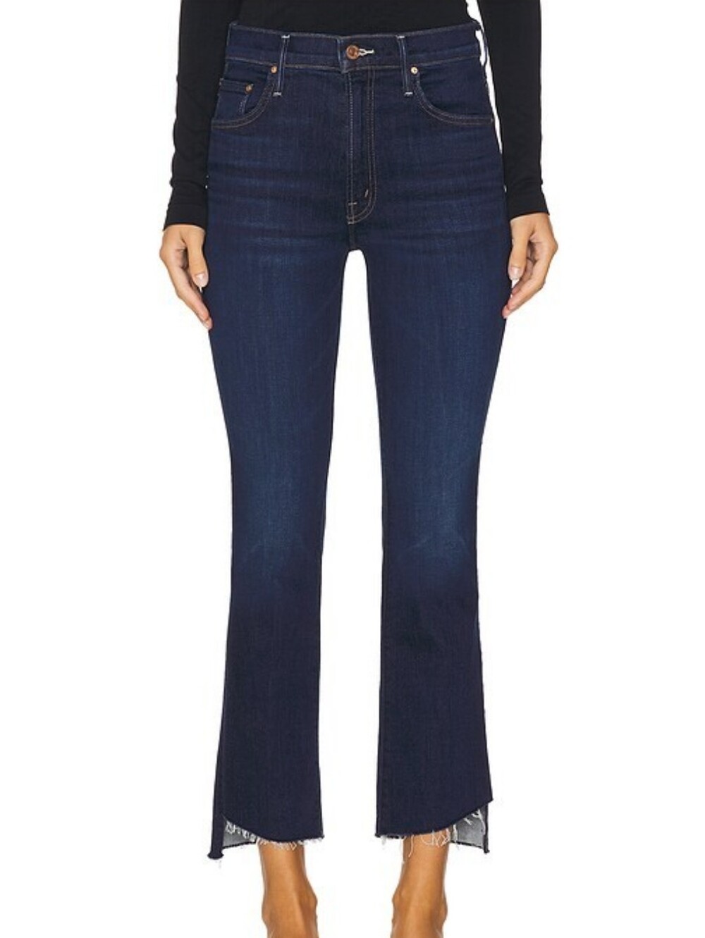 MOTHER Lil' Insider Crop Step Fray Jeans Size 25 Off Limits Dark Wash